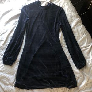 Dark navy blue velvet dress